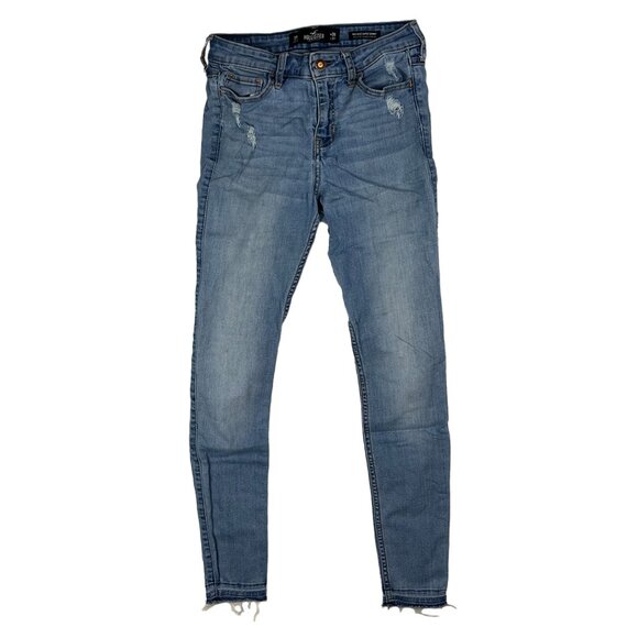 Hollister Mid-Rise Super Skinny Size 26x30 3R Stretch Denim Distressed Raw Hem - Picture 2 of 14